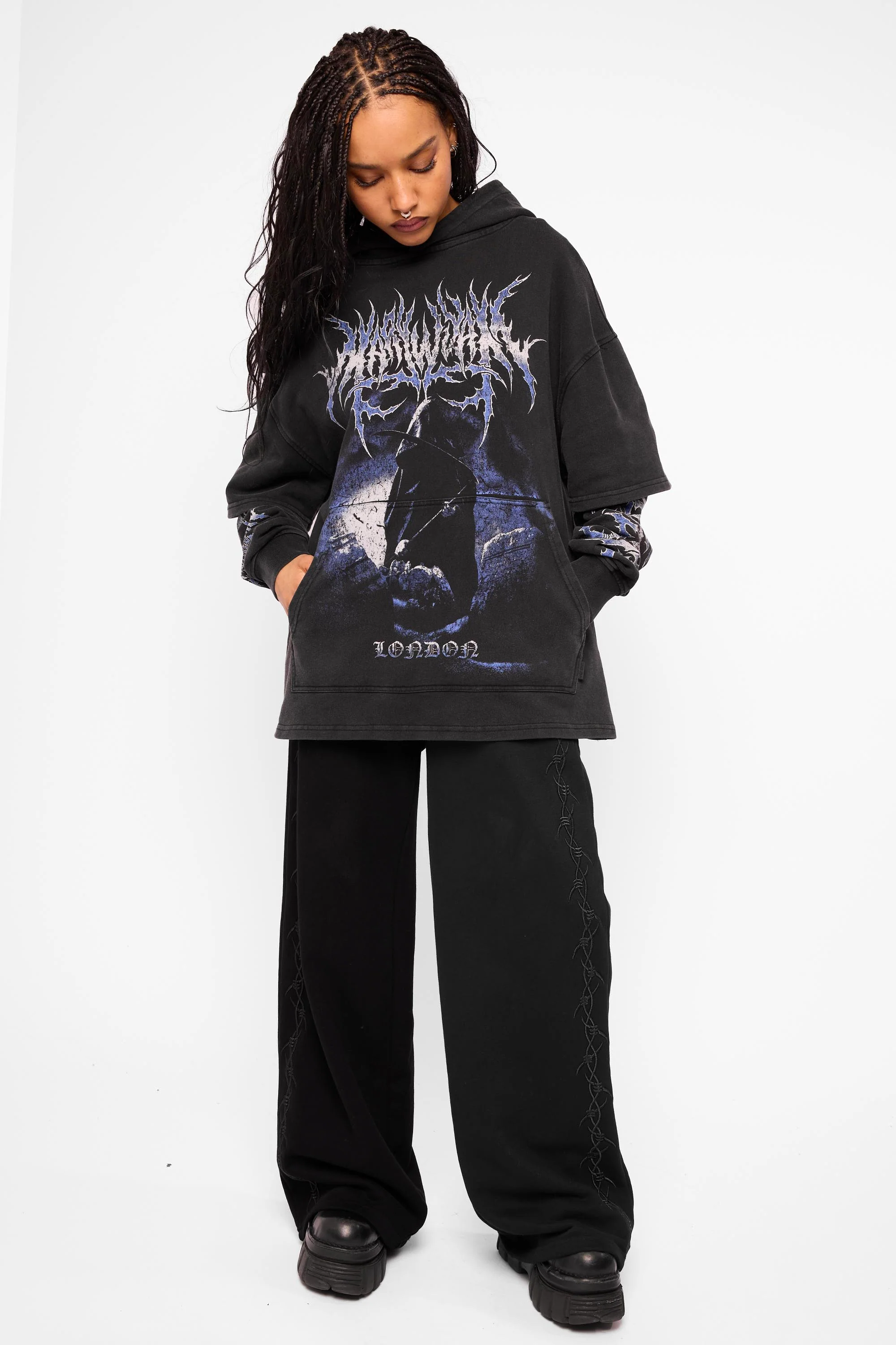 Descent Oversized Layered Pullover Hoodie - Image 5