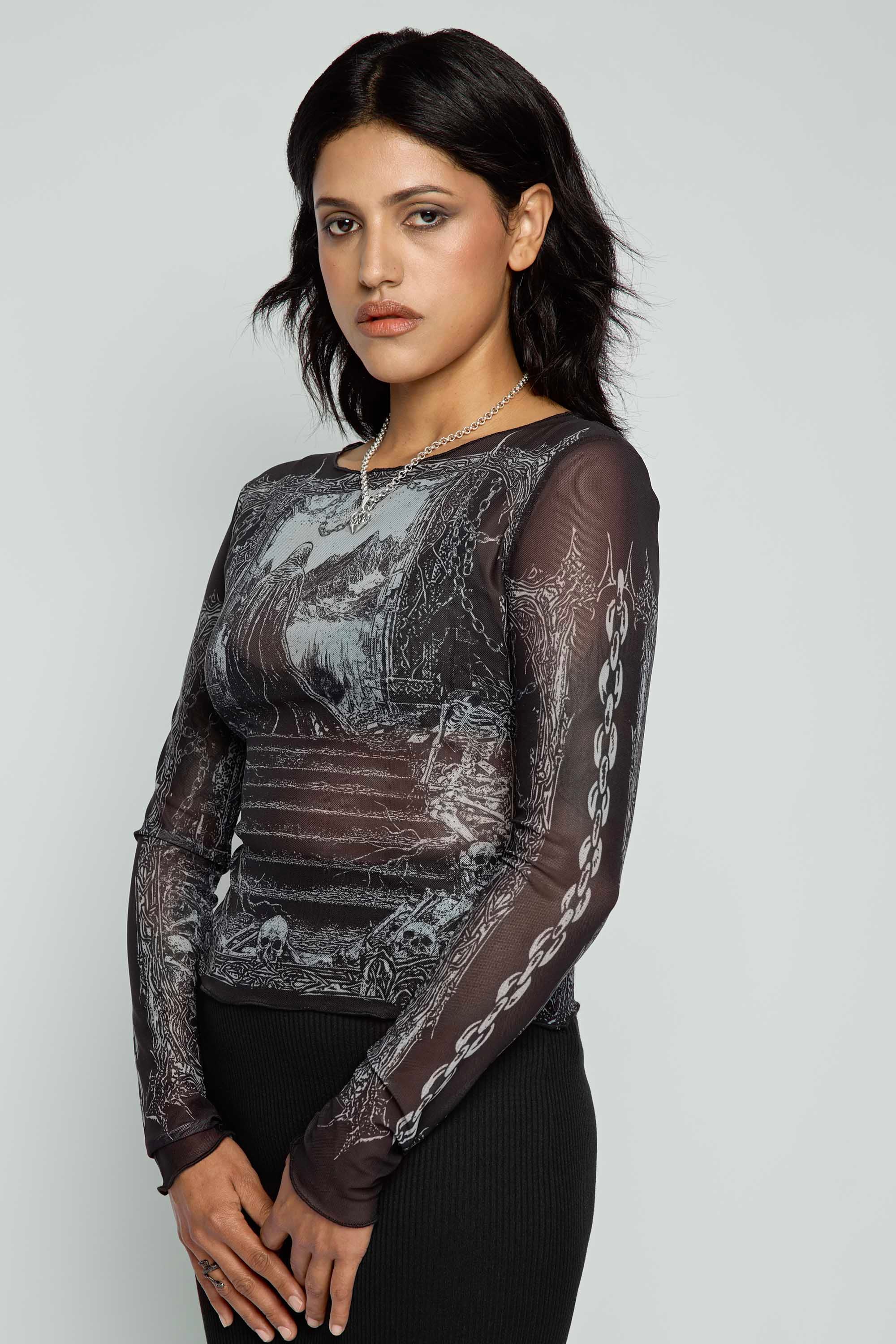 Keres Long Sleeve Mesh Top - Image 4